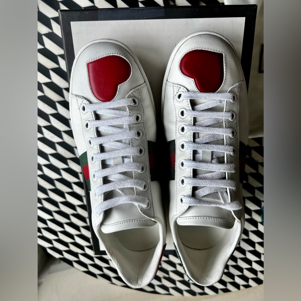 Gucci Ace Sneakers White leather with green and red